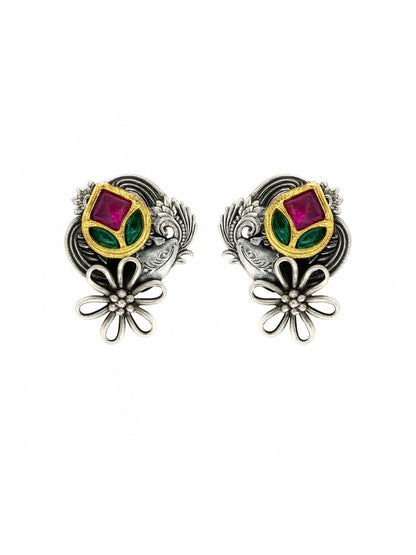 Stud Afghani Jhumka Earrings Flower Designs