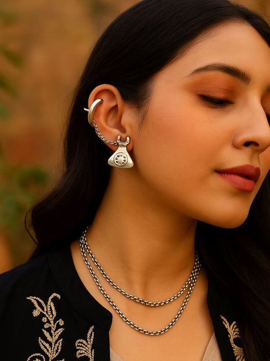 Stud Afghani Jhumka Earrings Telephone Ear cuff Designs