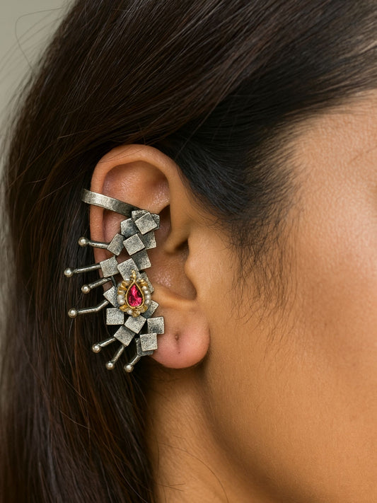 Stud Afghani Jhumka Earrings Ear cuff Drop With Stone Designs