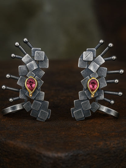 Stud Afghani Jhumka Earrings Ear cuff Drop With Stone Designs