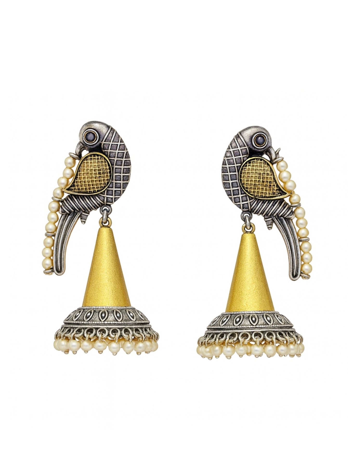 Afghani Jhumka Earrings Peacock Design With Pearl