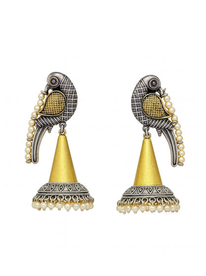 Afghani Jhumka Earrings Peacock Design With Pearl