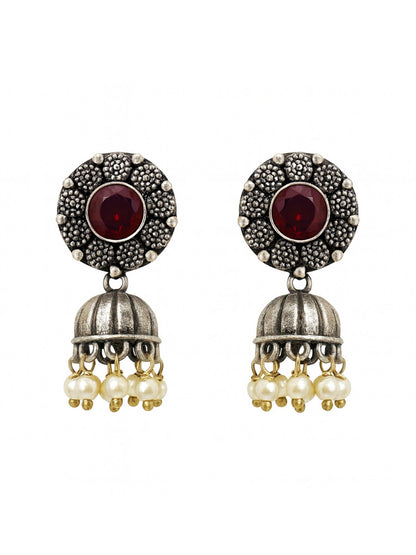 Afghani Jhumka Earrings Flower Design With Pearl