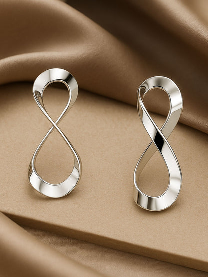 Infinity Twist Silver Earrings for Women