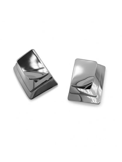 Silver Tone Square Stud Earrings for Women