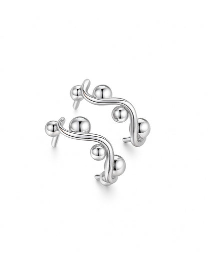 Silver Tone Abstract Swirl Stud Earrings for Women