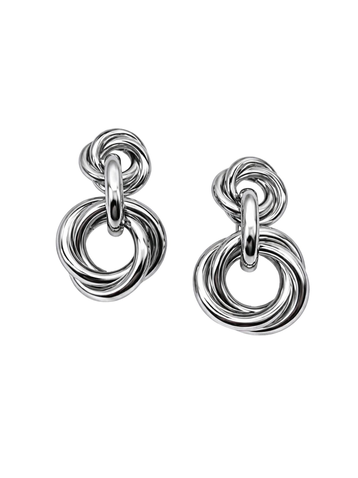 Silver Plated Interlinked Knot Drop Western Earrings
