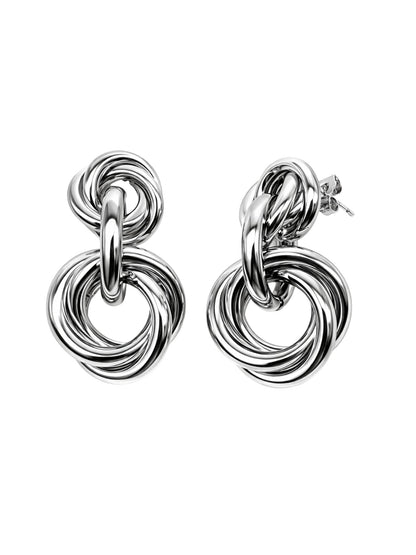 Silver Plated Interlinked Knot Drop Western Earrings