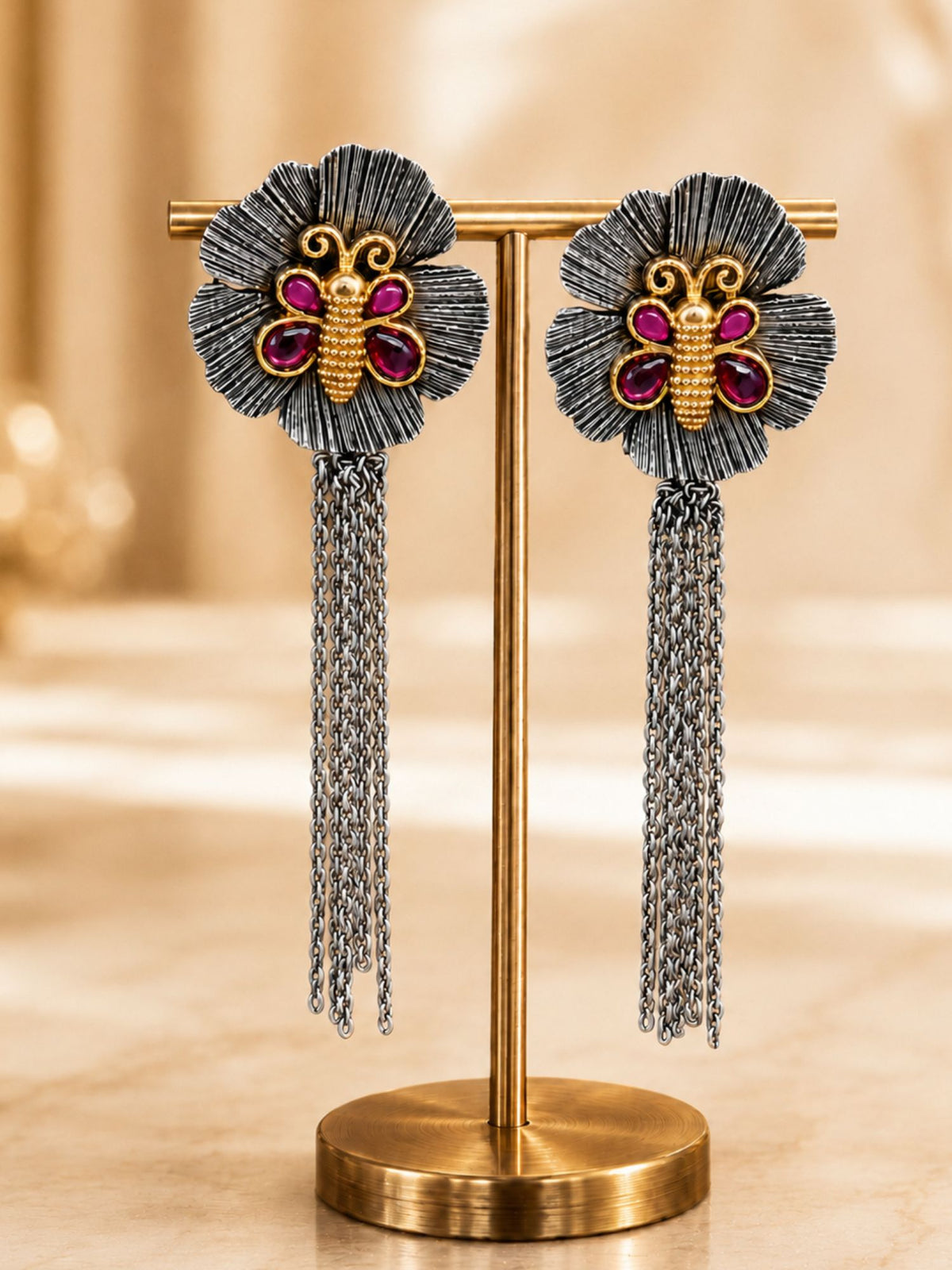 Oxidized Butterfly Earrings for Navaratri