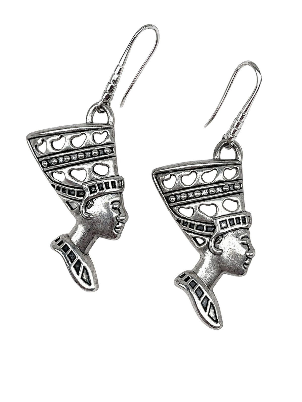 Oxidised Silver Egyptian Queen Earrings for Women