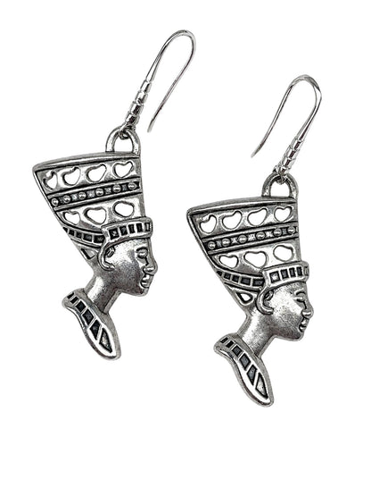 Oxidised Silver Egyptian Queen Earrings for Women