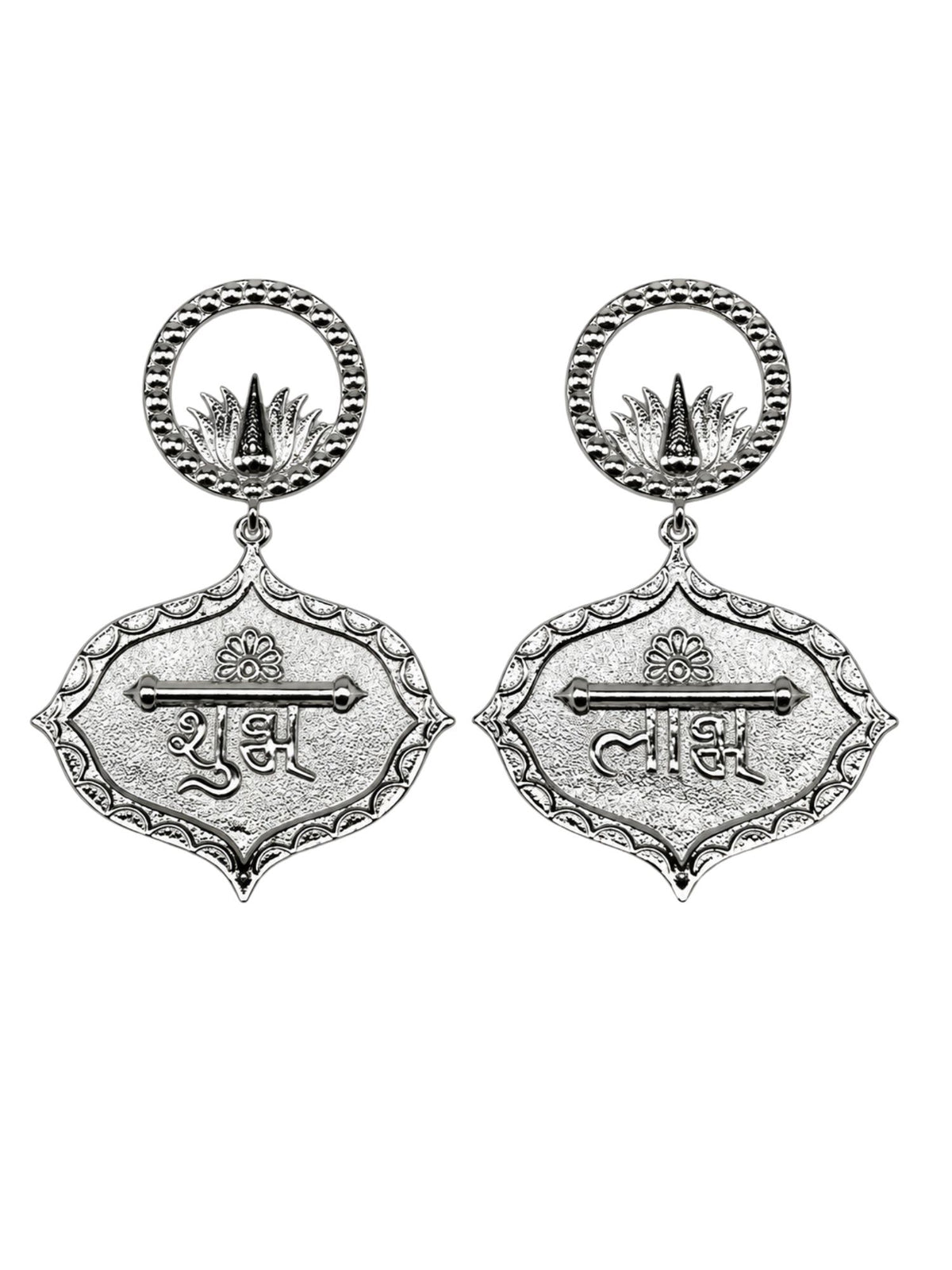 Shubh Labh Oxidised Silver Drop Earrings for Women