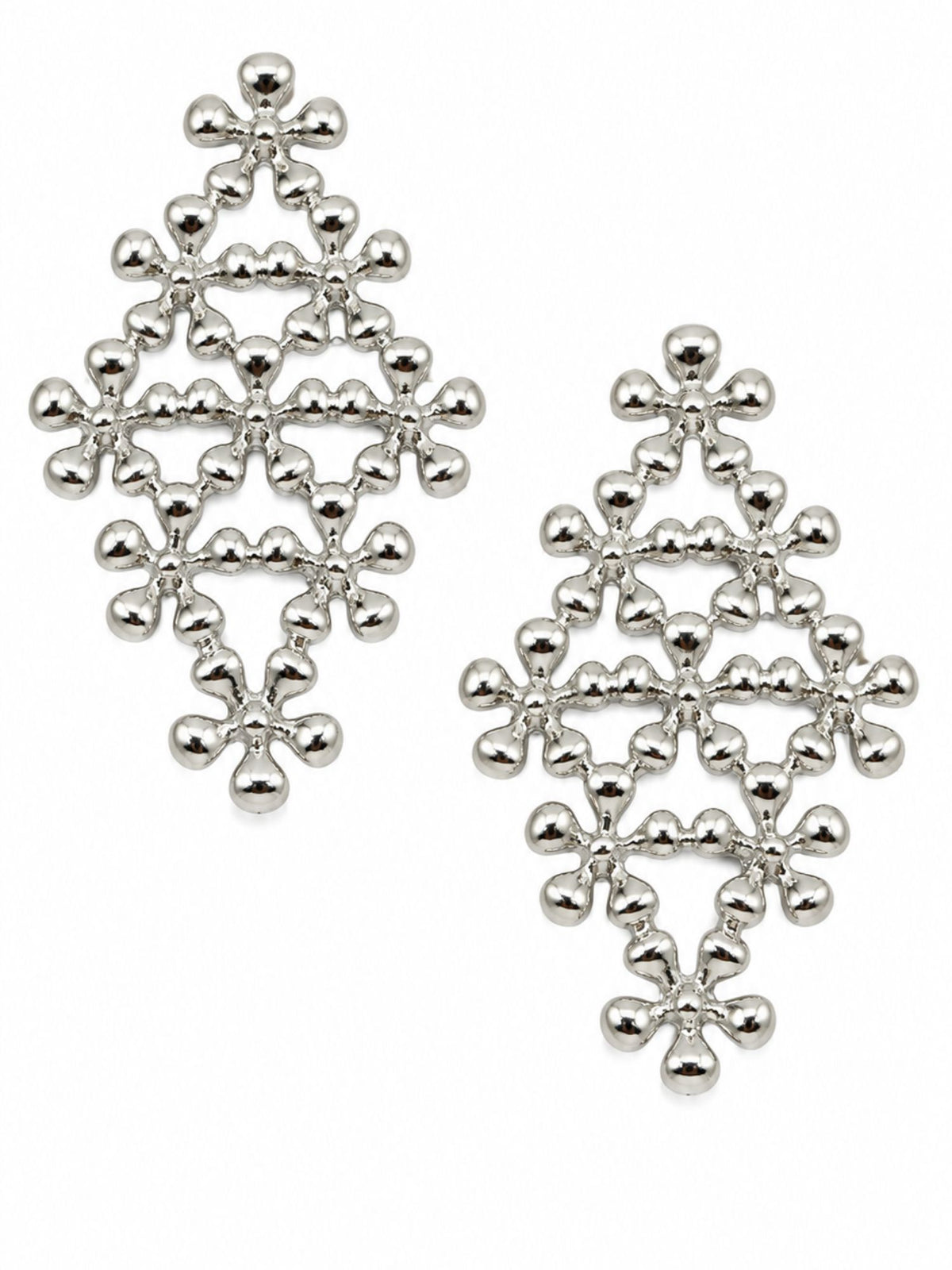 Oxidised Silver Floral Chandelier Earrings Women