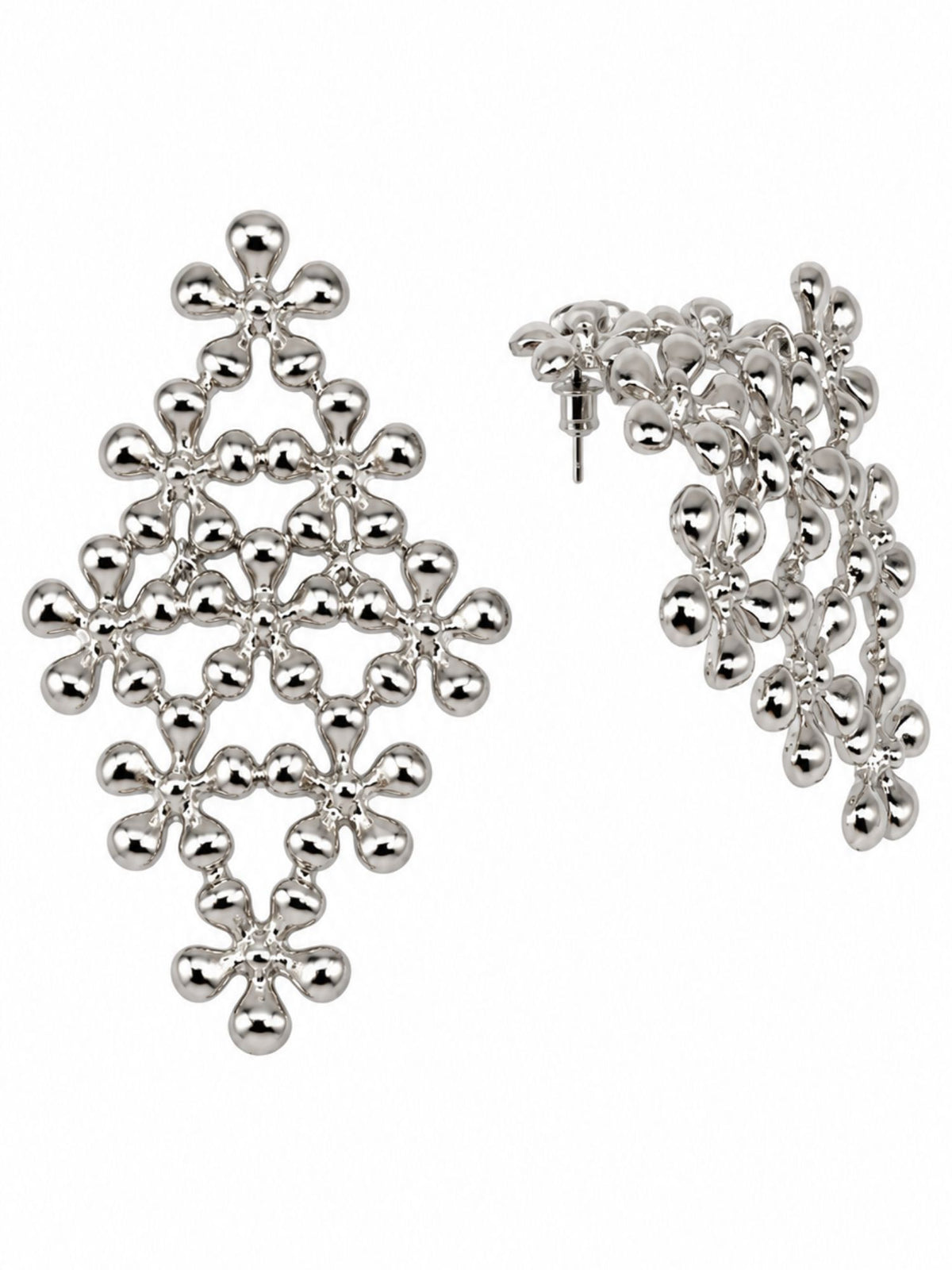 Oxidised Silver Floral Chandelier Earrings Women