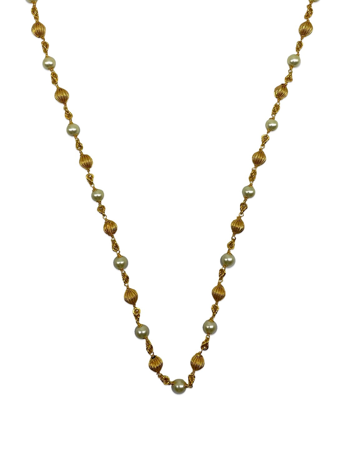 Gold Beads & Pearl Mala/Chain Necklace