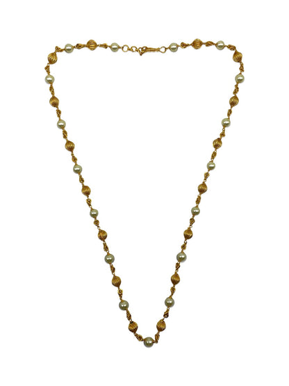 Gold Beads & Pearl Mala/Chain Necklace