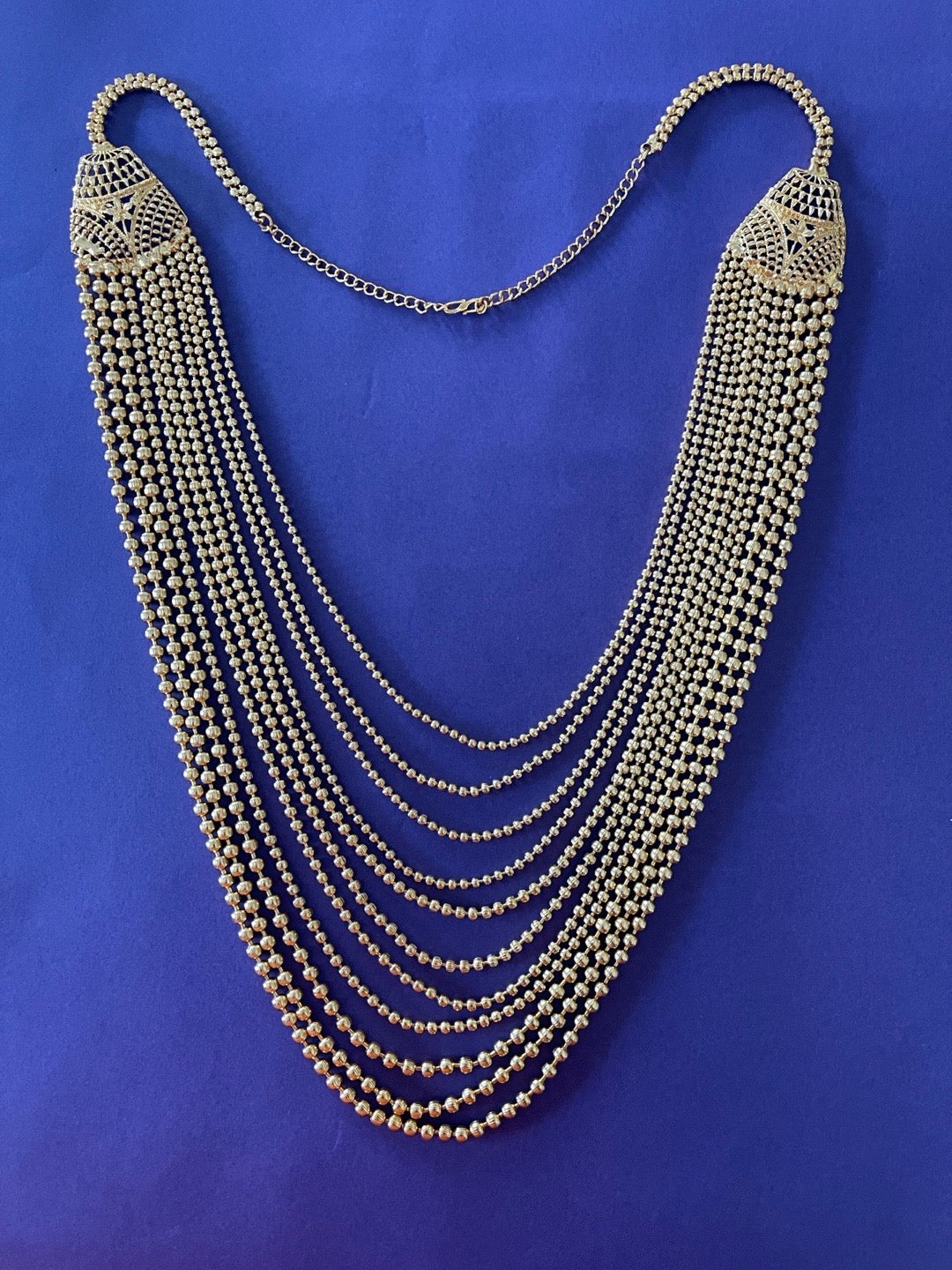 Gold Plated Beads Multi-Layer Chains Necklace