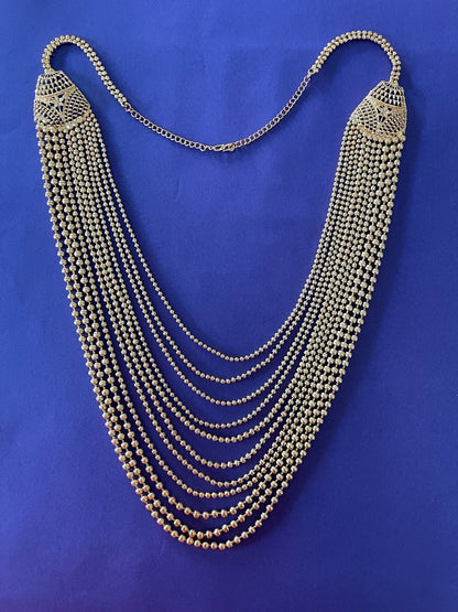 Gold Plated Beads Multi-Layer Chains Necklace