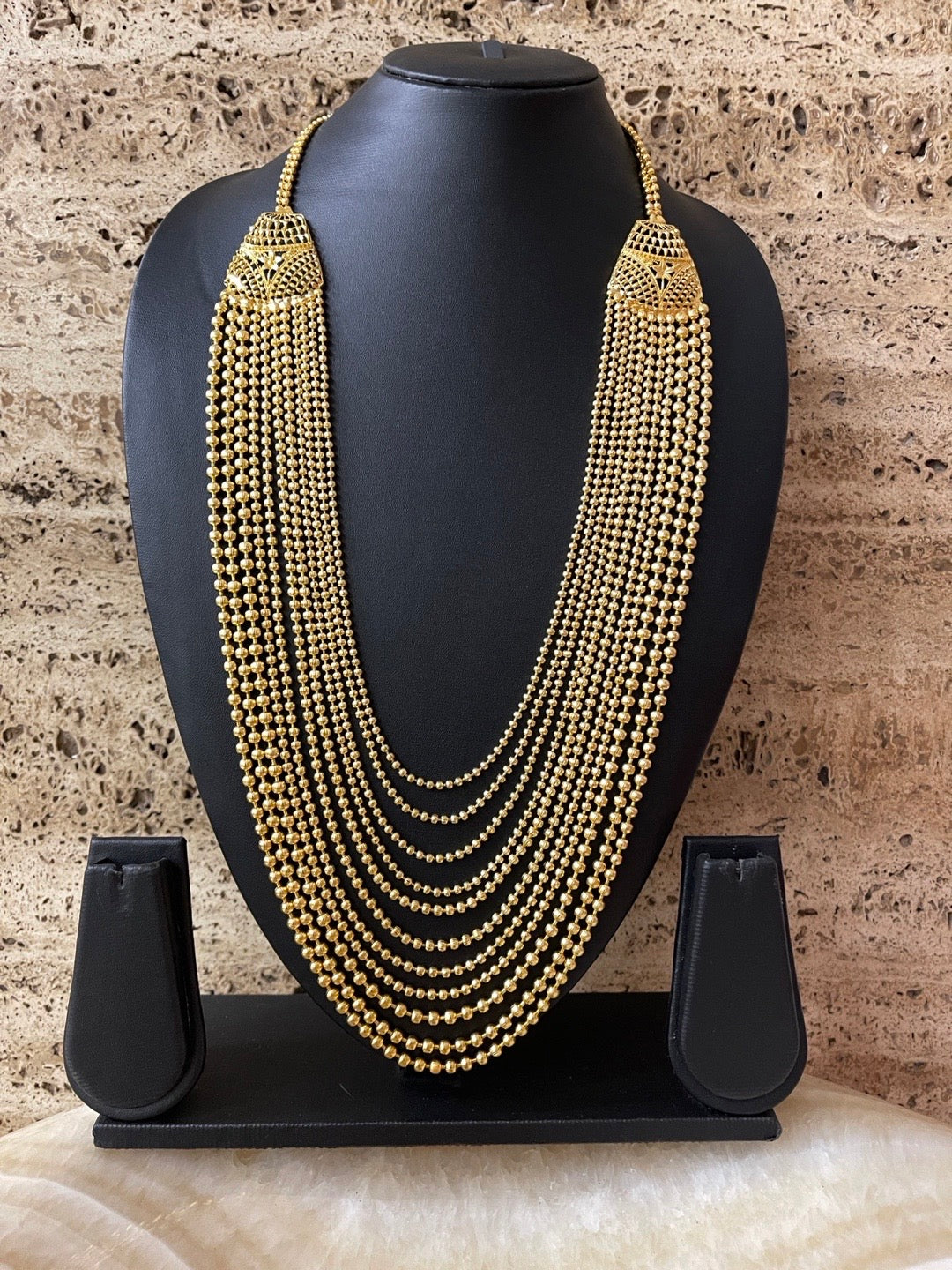 Gold Plated Beads Multi-Layer Chains Necklace