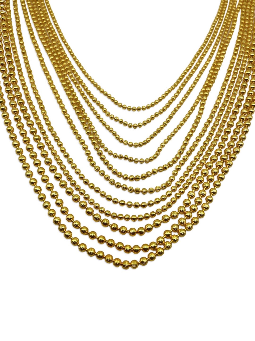 Gold Plated Beads Multi-Layer Chains Necklace