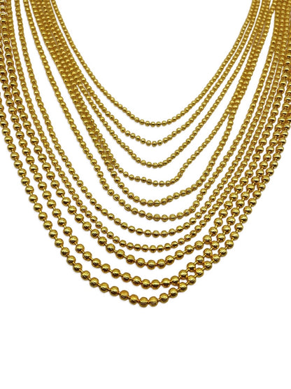 Gold Plated Beads Multi-Layer Chains Necklace