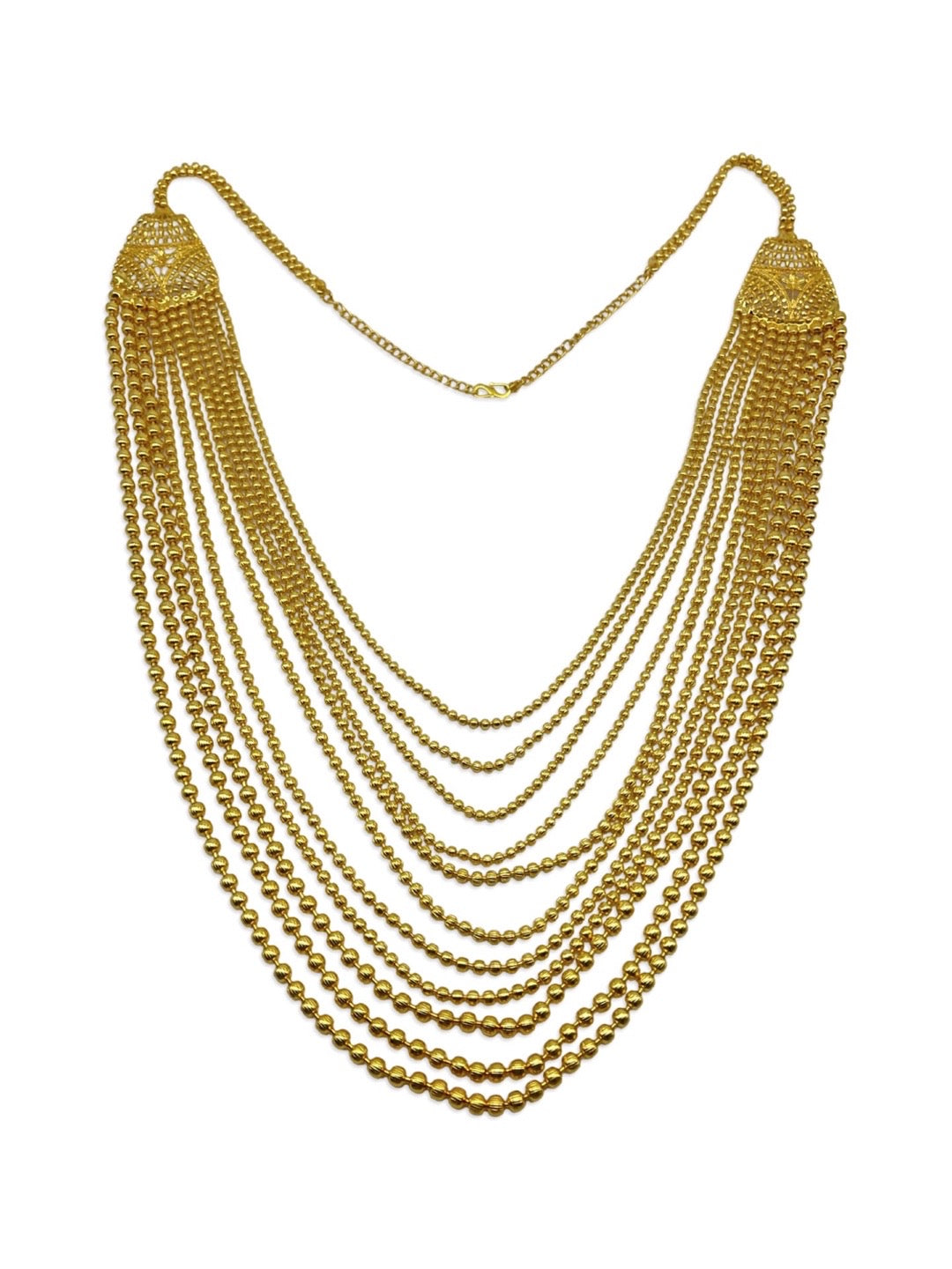 Gold Plated Beads Multi-Layer Chains Necklace