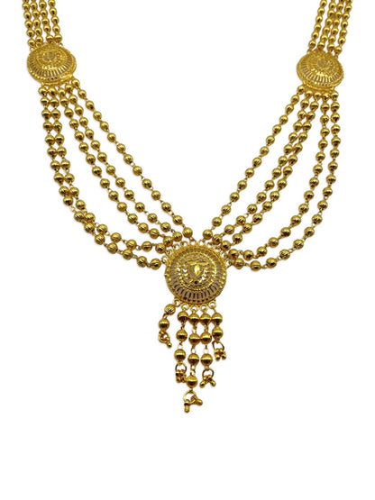 Gold Plated Layer Round Pendant Necklace