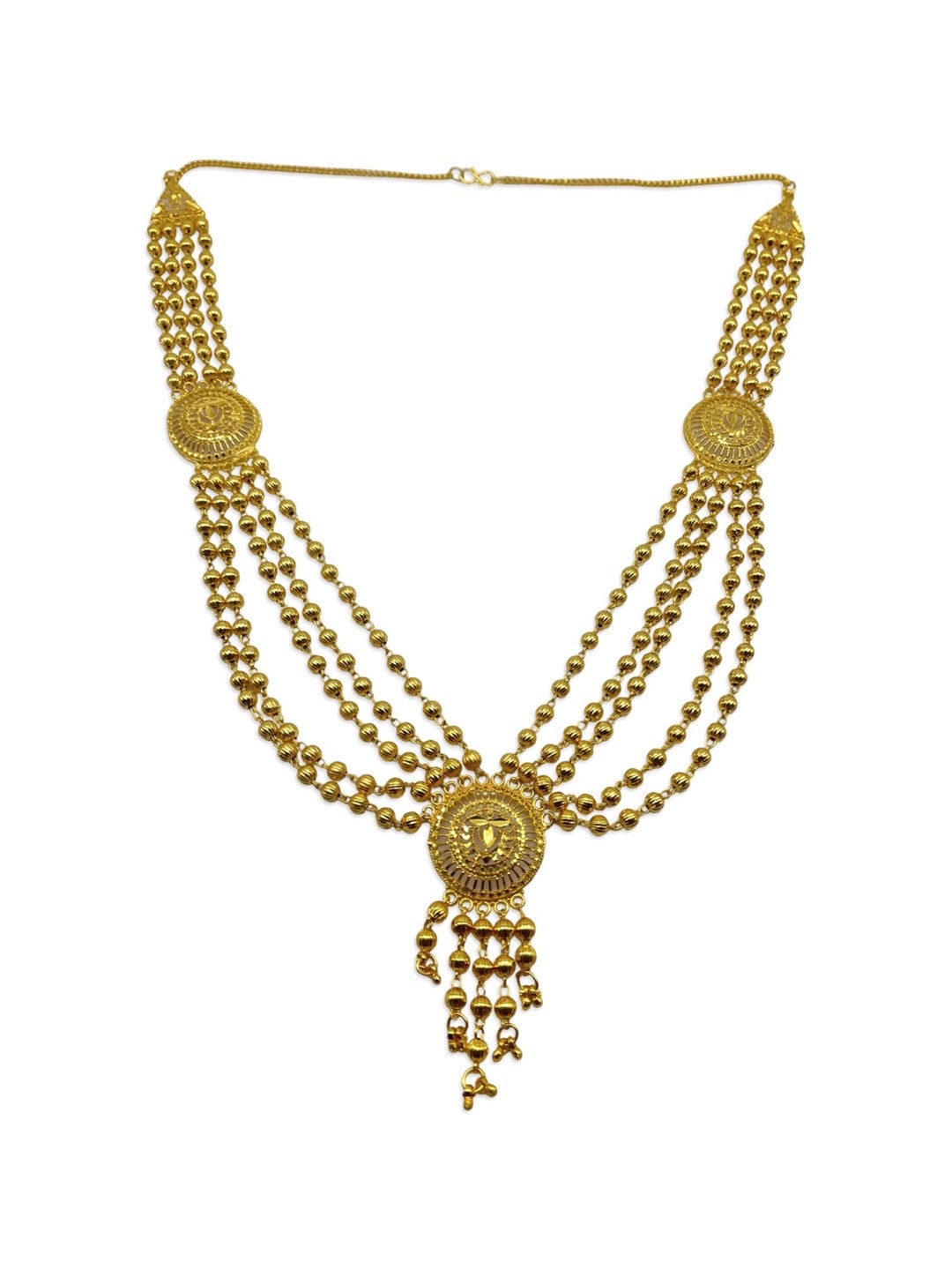 Gold Plated Layer Round Pendant Necklace