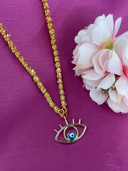 Evil Eye Pendant Chain long Necklace