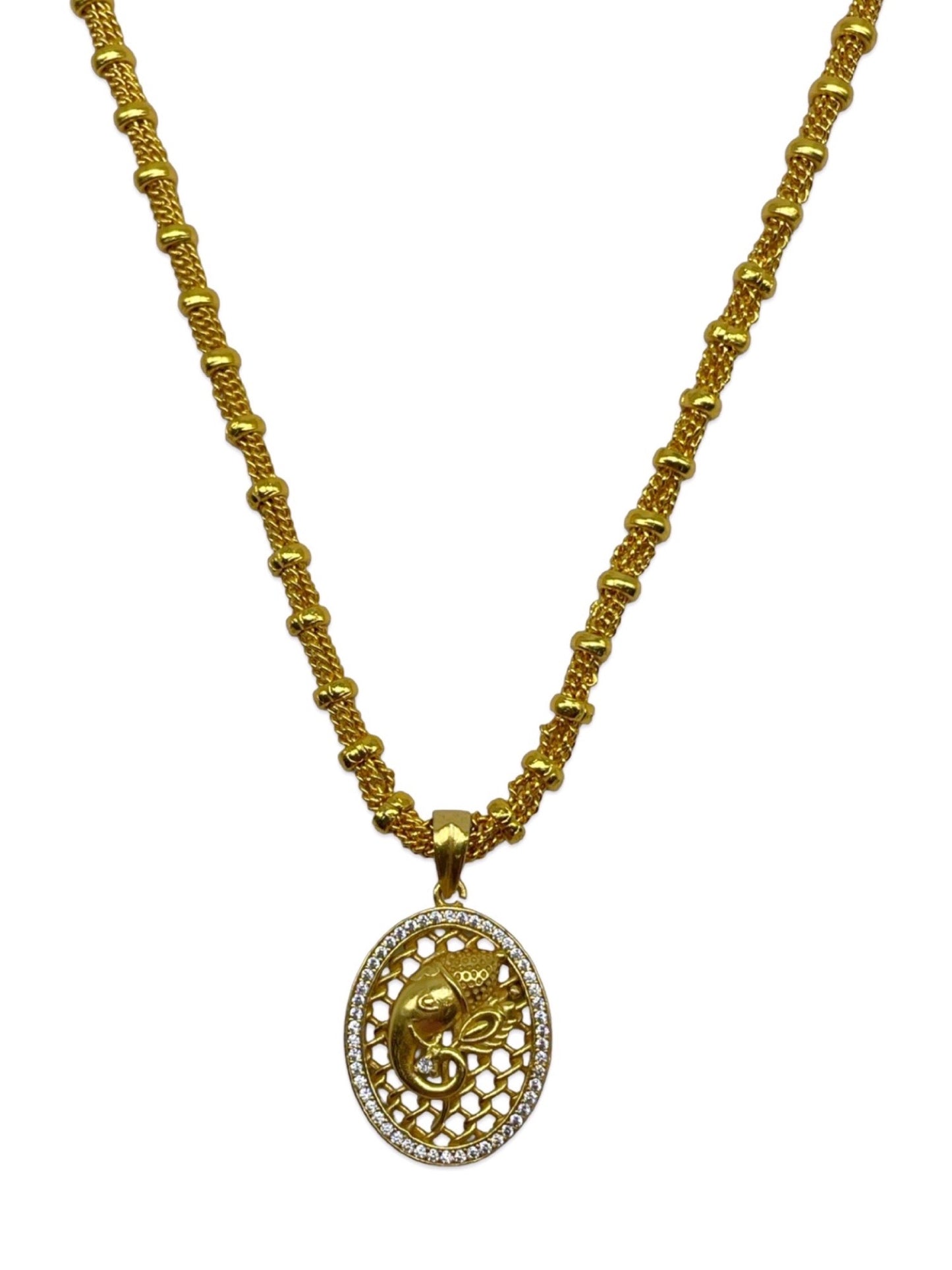Lord AD Ganesha Pendant Long Chain Necklace