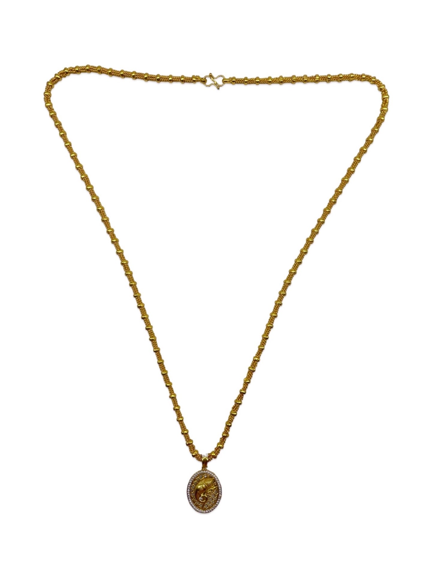 Lord AD Ganesha Pendant Long Chain Necklace