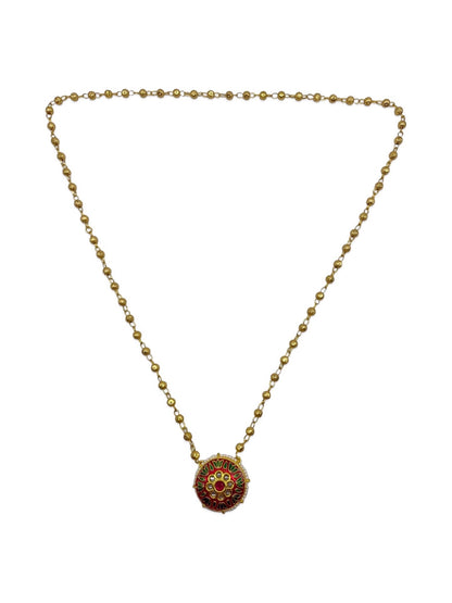 Round Kundan Pearl Gold Beads Design Long Necklace