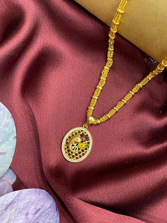 AD Lord Ganesh Pendant Long Necklace Design