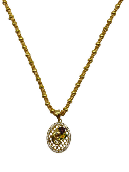 AD Lord Ganesh Pendant Long Necklace Design