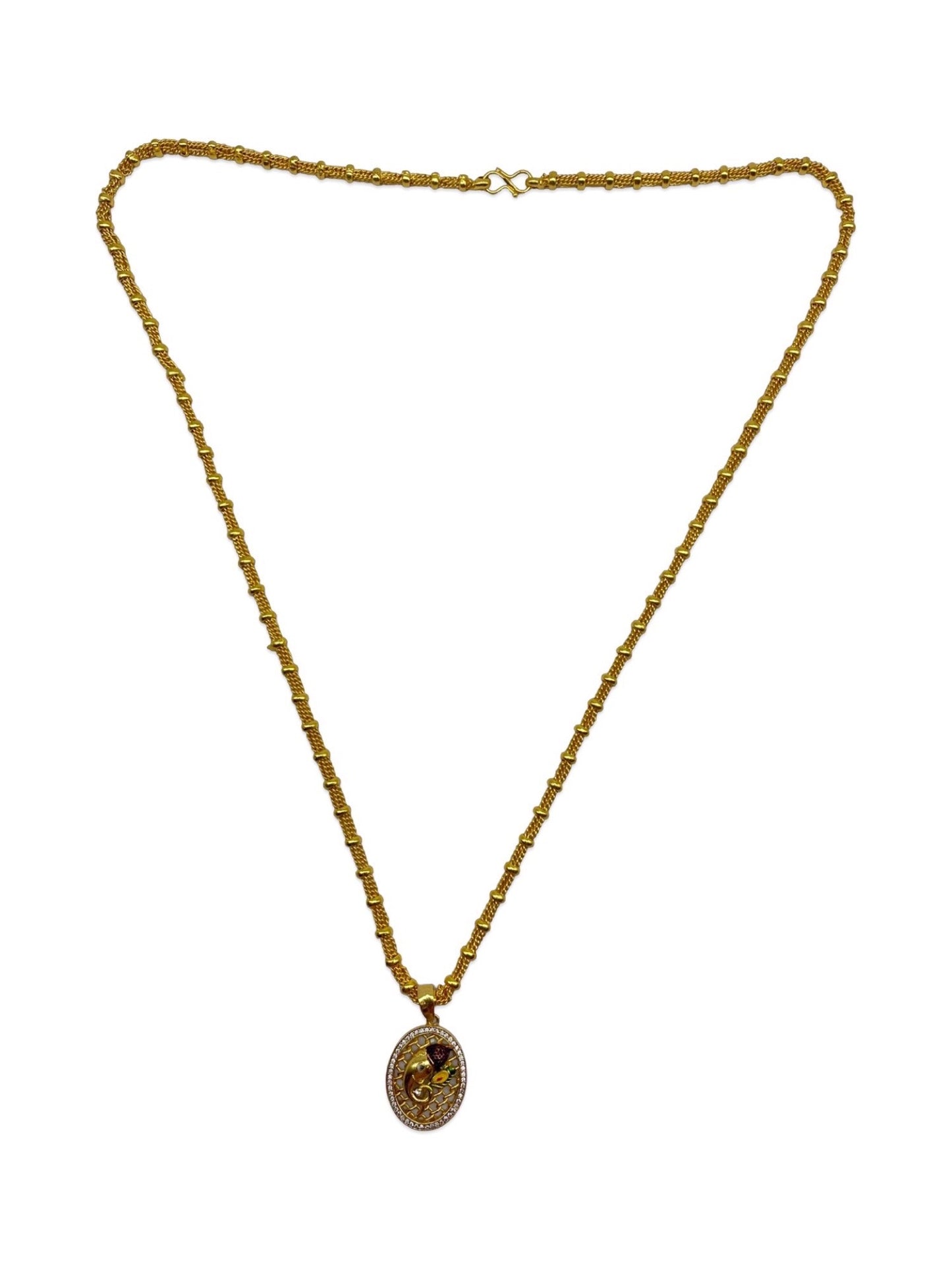 AD Lord Ganesh Pendant Long Necklace Design