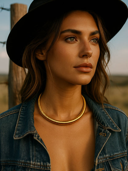 Gold Coil Choker Necklace for Women | Adjustable