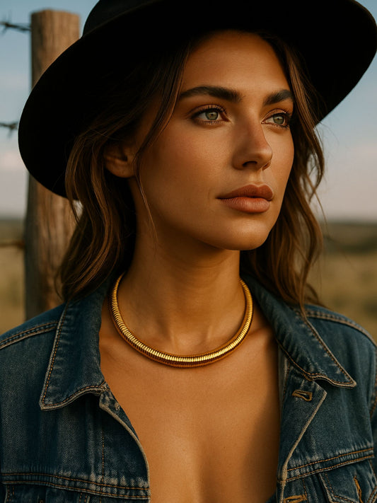 Gold Coil Choker Necklace for Women | Adjustable