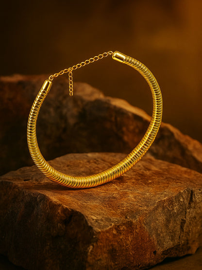 Gold Coil Choker Necklace for Women | Adjustable