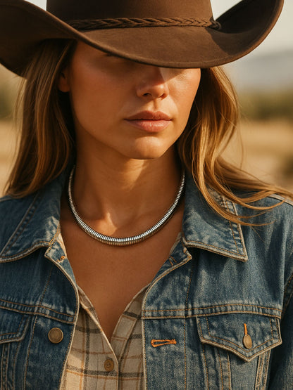 Silver Coil Choker Necklace for Women | Western