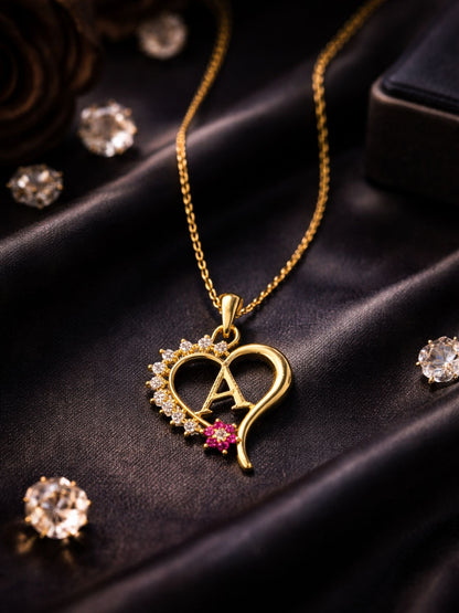 A To Z Letter Heart Initial Gold Short Necklace for Women