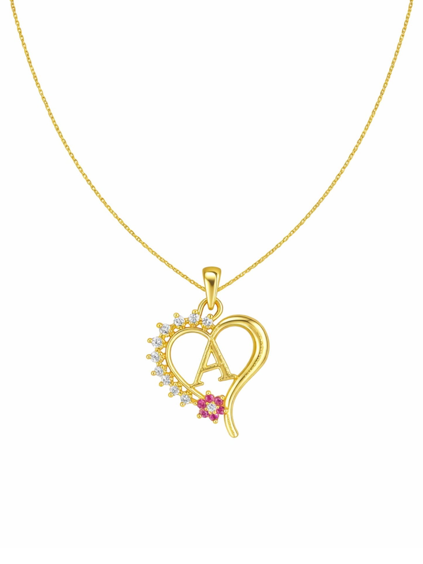 A To Z Letter Heart Initial Gold Short Necklace for Women