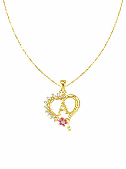 A To Z Letter Heart Initial Gold Short Necklace for Women