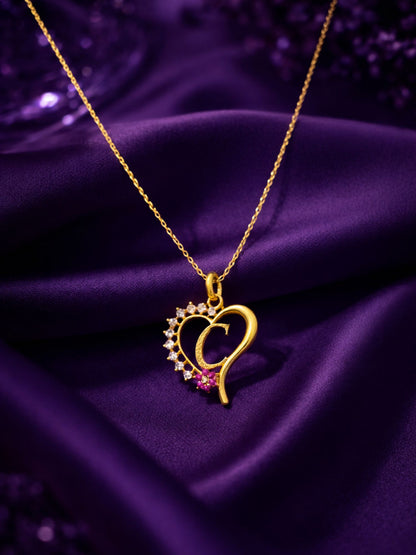 A To Z Letter Heart Initial Gold Short Necklace for Women