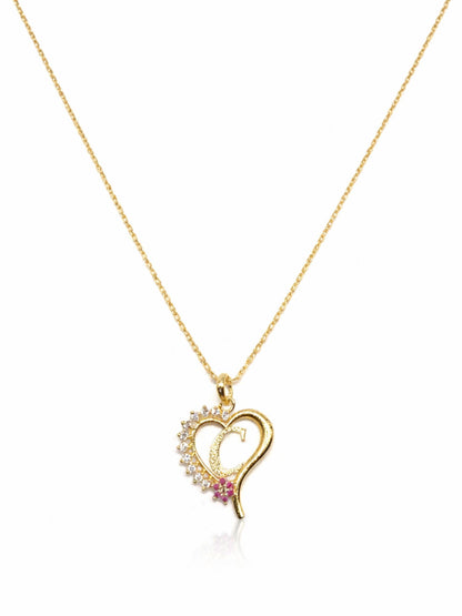 A To Z Letter Heart Initial Gold Short Necklace for Women