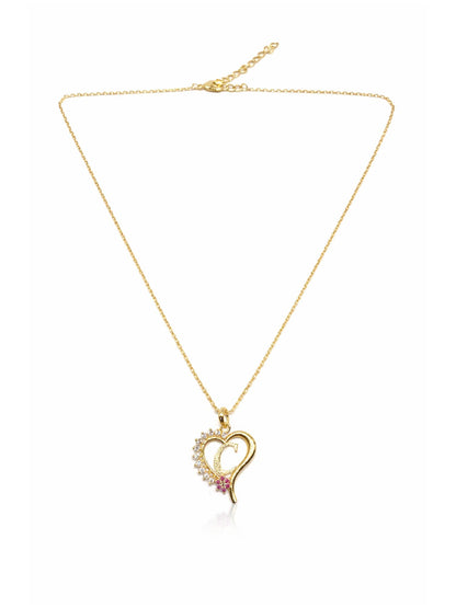 A To Z Letter Heart Initial Gold Short Necklace for Women