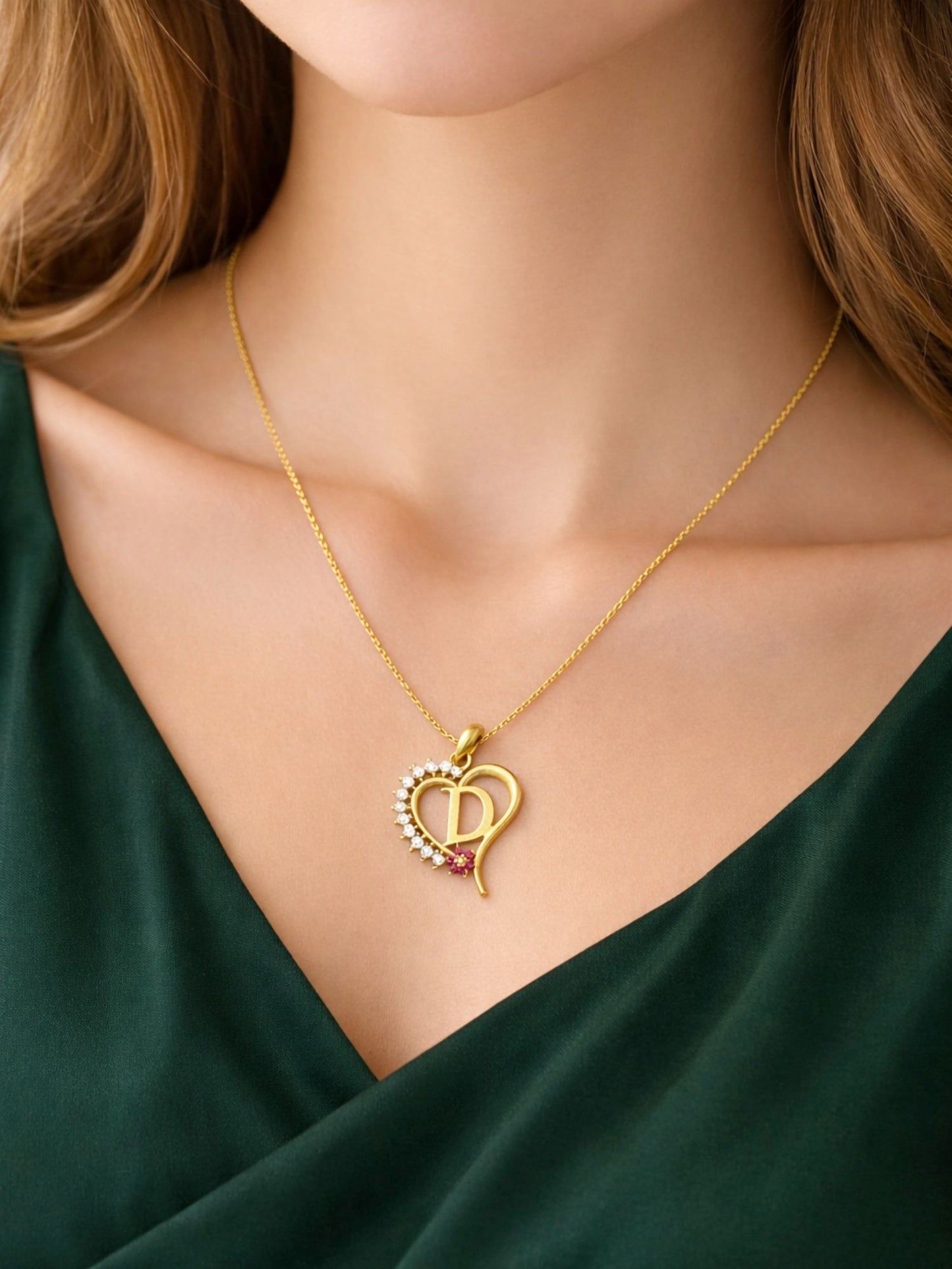 A To Z Letter Heart Initial Gold Short Necklace for Women