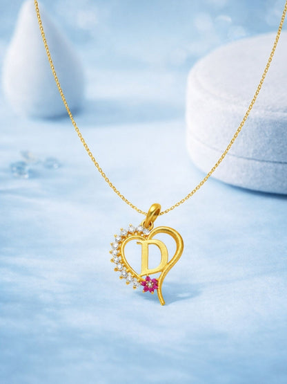 A To Z Letter Heart Initial Gold Short Necklace for Women