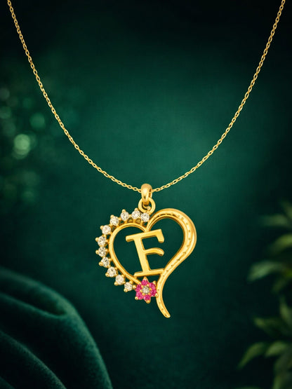 A To Z Letter Heart Initial Gold Short Necklace for Women