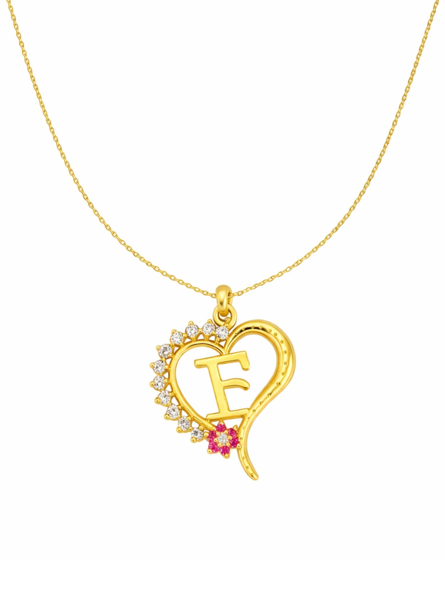 A To Z Letter Heart Initial Gold Short Necklace for Women