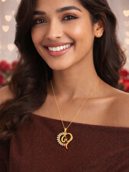 A To Z Letter Heart Initial Gold Short Necklace for Women